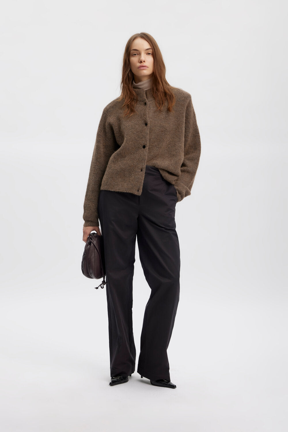 AlphaGZ uldcardigan - Dark sand melange